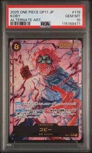 2025 ONE PIECE JAPANESE OP11-A FIST OF DIVINE SPEED 119 KOBY ALT ART PSA 10 - Picture 1 of 2