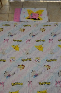 Vintage Pokémon Twin Bed Sheet & Pillowcase Pickachu Jiggypuff Nintendo 1995 - Picture 1 of 14