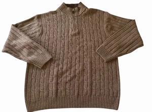 Island Wolle 1/4 Zip Pullover L Zopfmuster Beige Langarm Made In Italy Weich - Bild 1 von 8