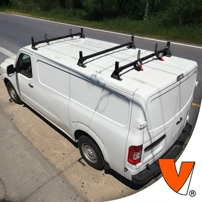 Sistema de portaequipajes de aluminio H1 de 3 barras Nissan NV Cargo 2012-2021 todos los adornos negro Foto 1 de 4