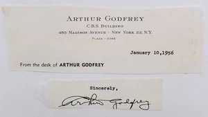 Arthur Godfrey, recorte de autógrafos, locutor de radio y televisión estadounidense, artista - Imagen 1 de 2