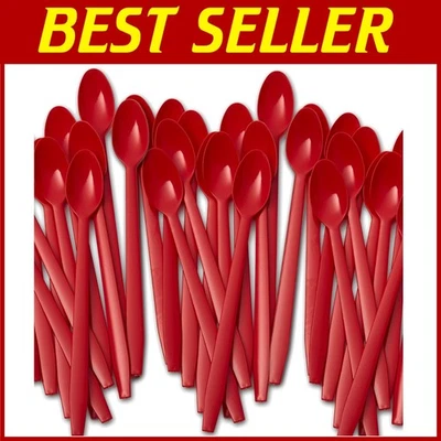 Coloridas cucharas de helado de 8 pulgadas - 500 utensilios desechables de alta resistencia para postres Foto 1 de 4