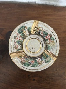 Vintage Capodimonte Gilted Cherub Ceramic Dish Ashtray - 1366/95 Made in Italy - Picture 1 of 8