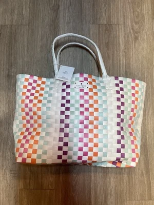 Bolso de compras Kate Spade multicolor tejido con canasta arco iris playa nuevo con etiquetas Foto 1 de 4