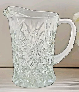 VTG Anchor Hocking Glass Pitcher - Pineapple Pressed Creamer 5" - Starburst Base - Picture 1 of 8