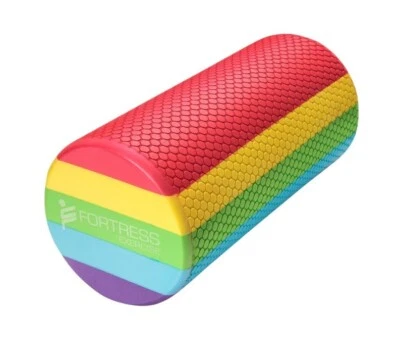 Fortress Round Rainbow Foam Roller w/ Exercise Chart - Yoga Physio Pilates Gym - image 1 of 4