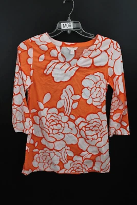 Tori Richard Honolulu Orange Floral Print Women's Size 8 Cover Up 3/4 Sleeve - Image 1 of 4