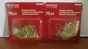 HOLIDAY LIVING~2 Pacchetti di GANCI ORNAMENTALI ORO~75 ct/pacchetto~150 Totale~NUOVO CON SCATOLA - Foto 1 di 1