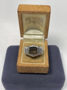 Scott Kay Sterling Silver Basket Weave Smokey Quartz & Diamond Ring - Picture 1 of 11