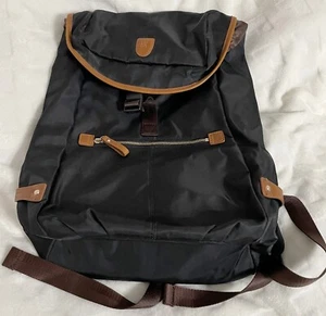Markenlos Japan, schwarzer Rucksack mit braunen Akzenten, verstellbare Träger - Bild 1 von 3