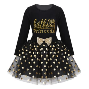 Girls Children Dress Birthday Party Princess Outfit Shinny Polka Dots Tutu Skirt - Picture 1 of 17