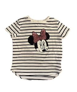 GAPxDisney Girls Size Large L 10/11 Minnie Flip Sequin Short Sleeve Shirt EUC - Picture 1 of 8
