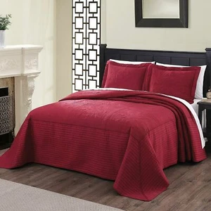 American Traditions Lifestyle French Tile Quilted Bedspread, Twin, Red - Picture 1 of 1