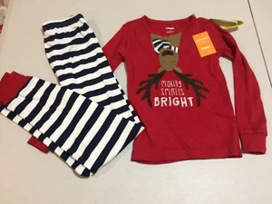 NWT Gymboree Christmas Girls Gymmies Red Reindeer Deer Pajama Set 6,8 - Picture 1 of 2