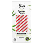 The Cheeky Panda 250 Strohhalme rot & weiß gestreift 6 mm natürlicher Bambus umweltfreundlich