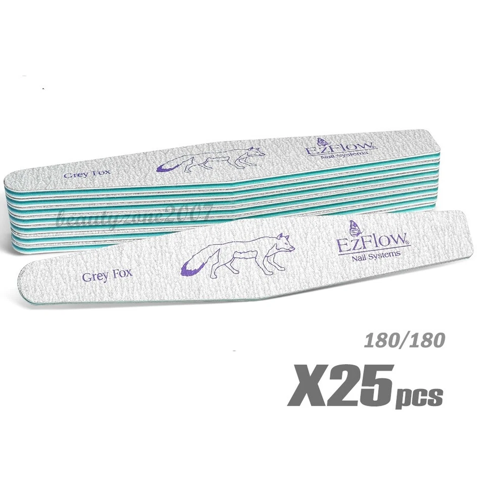 EzFlow Grey Fox Nail Files 180/180 - 25ct for acrylic UV gel Dip powder - Image 1 of 1