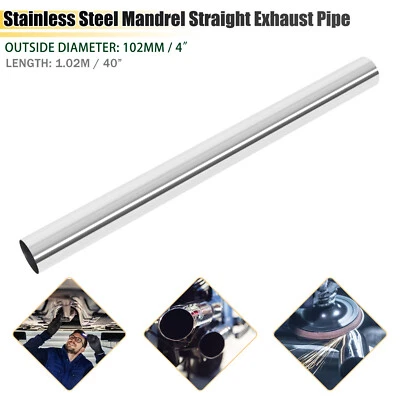 Tubo de escape recto de acero inoxidable T-304 de 4 pulgadas 102 mm tubo de tubo 40" Foto 1 de 4