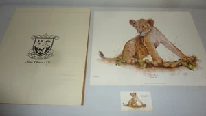 American Wildlife Artist Jim Oliver Signed Lion Cub 16x20 Art Print Litho Nature - Picture 1 of 7