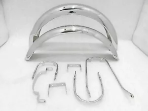TRIUMPH T140 FRONT & REAR ALUMINIUM ALLOY MUDGUARDS SET WITH STAYS AND BRACKETS - Picture 1 of 6