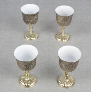 Juego de 4 tazas cordiales F B Rogers vajilla zinc plata esmalte sake de Japón - Imagen 1 de 16