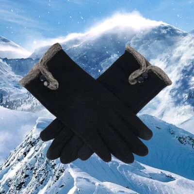 Ladies Women Winter Gloves Touch Screen Fleece Suede Warm Soft Fur Lined Thermal - Image 1 of 4