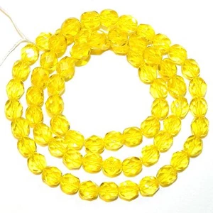 CZ3212 Yellow 6mm Fire-Polished Faceted Round Czech Preciosa Glass Beads 16" - Picture 1 of 1