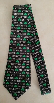  My Lucky Tie Mens Neck Tie St Patrick's Day Irish Green Shamrock Blue Necktie - Image 1 of 2