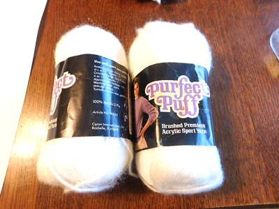 2 SKEINS PERFECT PUFF WHITE SPORT YARN. - Image 1 of 4