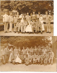 WW1 Carterknowle Hospital Sheffield. 2 x RP PC. Nurses & Wounded, Hospital Blues - Picture 1 of 5