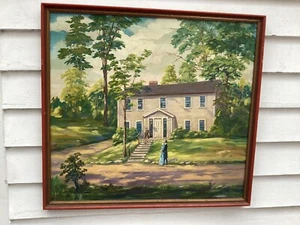 Rhode Island Künstler Robert Haun 1903-1975 Öl/Leinwand Tafel Kolonialhaus - Bild 1 von 11