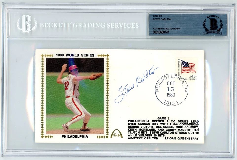 Steve Carlton Signed Gateway FDC 1980 World Series - Beckett BAS - Image 1 of 1