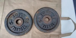 Vintage Weider 5 LB Weight Plates (2) Standard 1" Hole 10 Pounds Total - Picture 1 of 2
