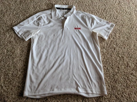 Miami University RedHawks Adidas White Climalite Performance Polo Shirt L Cover