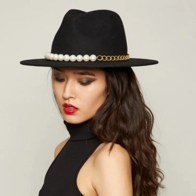 Eugenia Kim women's Sandra Embellished Fedora Hat - Black Wool -retail $395 - Image 1 of 4