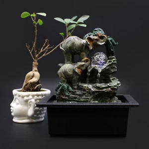 30cm Elephants Tabletop Fountain Water Feature Indoor Garden - Feng shui, Zen - Picture 1 of 3
