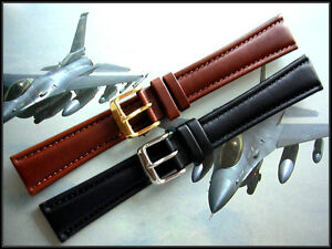 20mm x 16mm XL Extra Long Oil calf Leather Black Dress watchband strap IW SUISSE