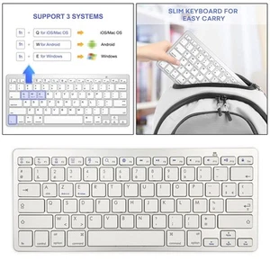 New Ultra Slim Wireless Bluetooth Keyboard French for IOS - Picture 1 of 7