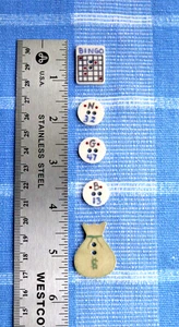 Set of Five Ceramic Bingo Themed Buttons - New - Never Used - Picture 1 of 1