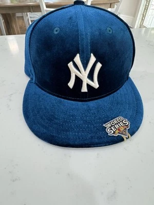 New Yankees Kid Blue Velvet Hat Size 6 7/8 With Pin World Series 2009 - Image 1 of 4