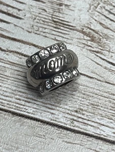 Brighton MOM Charm Bead Silver Plated W/ Clear Crystals Retired! - Picture 1 of 12