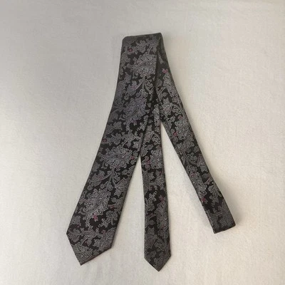 Corbata de seda Nick Cannon negra cachemira geométrica multicolor oficina clásica Foto 1 de 4