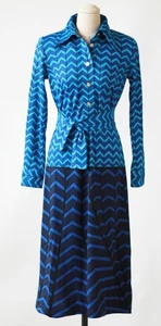 Roberta Di Camerino Blue Wave Pattened Long Dresses - Picture 1 of 6