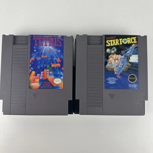 NES 1985 Tetris & Star Force (Tecmo) w/ Sleeves - Cleaned Tested & Work Great. - Picture 1 of 18
