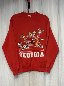Vintage 1996 Looney Tunes Georgia Bulldogs Sweatshirt mit Rundhalsausschnitt L Hanes Collegeware - Bild 1 von 7