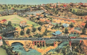 AK Roadside America Eisenbahn Bock Brücke Leinen K743 - Bild 1 von 2