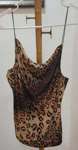 VTG XOXO 90s Y2K Sexy Cowl Neck Cheetah Print Women's Camisole Tank Top Large - Picture 1 of 8