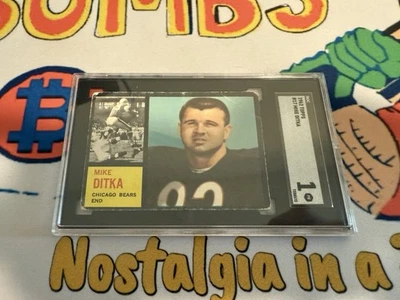 *Beautiful* 1962 Topps #17 Mike Ditka (RC) Rookie Chicago Bears HOF SGC 1 - Image 1 of 2