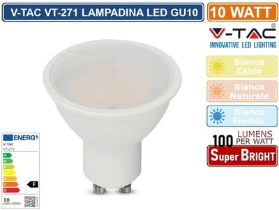V-TAC VT-271 LAMPADINA SMD LED GU10 10W FARETTO SPOTLIGHT 100° 1000 LUMEN