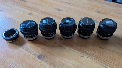 5x CANON FD S.S.C 24 35 50 85 100 lens set - + 1x FD to Sony E - Image 1 of 4
