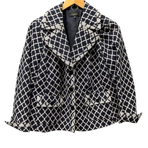 Talbots Blazer Womens 16WP Blue White Coastal Cotton Button Up Lined Jacket - Picture 1 of 8